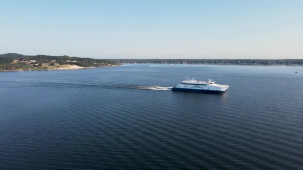 Lacul Express Ferry Dimineața Devreme Ajungând Muskegon — Videoclip de stoc