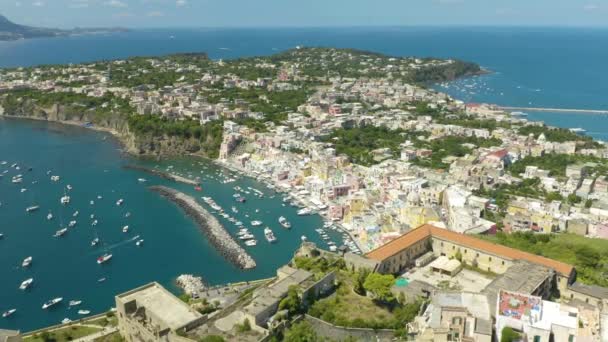 Filmaufnahmen Von Procida Einer Typisch Italienischen Inselstadt Vor Der Küste — Stockvideo