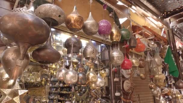 Vista Lembranças Itens Antigos Uma Loja Rua Mercado Famoso Luxor — Vídeo de Stock