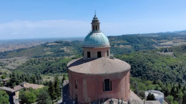 Luchtfoto Van Santuario San Luca Sanctuary Bologna Italië — Stockvideo