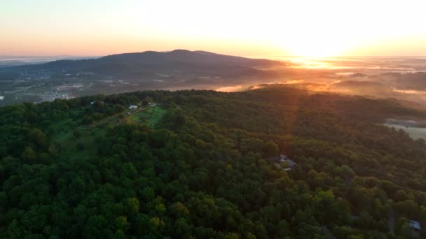 Shenandoah Mountains Usa Úsvitu Krásná Anténa Barevným Horizontem Záře — Stock video