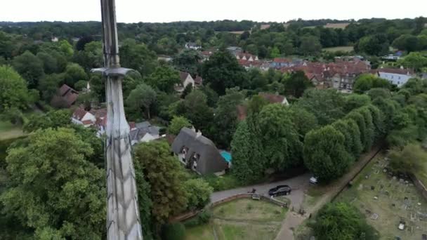 Revelar Andrews Church Much Hadam Hertfordshire Inglaterra Vista Aérea Drones — Vídeos de Stock