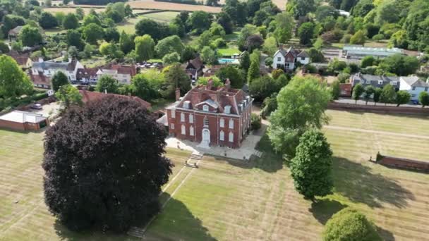 Hall Large Historical House Much Hadham Village Hertfordshire England Aerial — Stock Video