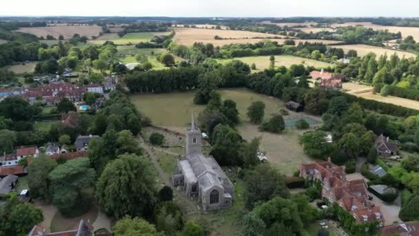 Église Andrews Beaucoup Hadam Hertfordshire Angleterre Panoramique Drone Vue Aérienne — Video