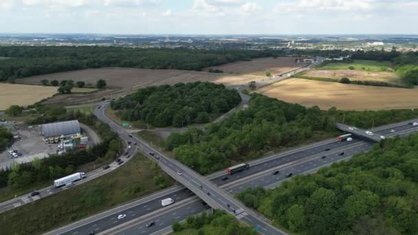 Hastingwood Interchange M11 Motorway Harlow Essex Drone Aerial View — Stock Video