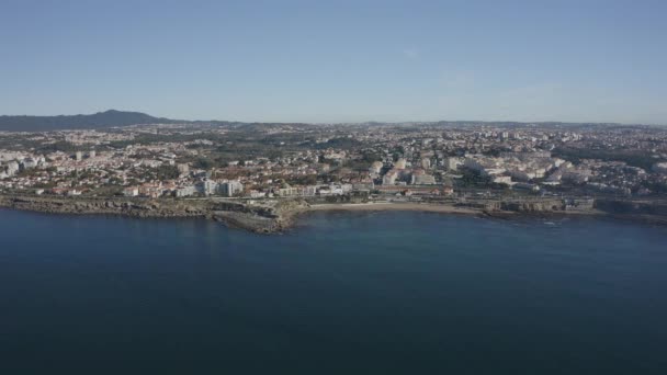 Cascais Kustplaats Estoril Bij Lissabon Portugal Luchtdrone Beelden Zee Zonnige — Stockvideo