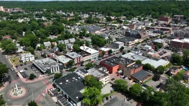 Pequeña Ciudad Estados Unidos Vista Aérea Día Verano Centro Del — Vídeo de stock