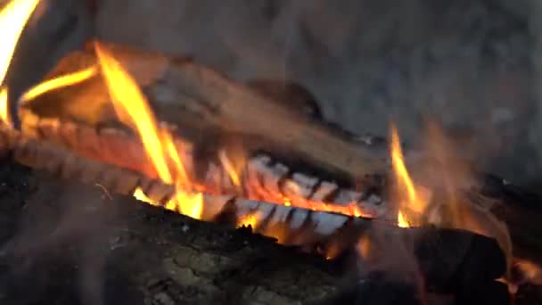 Belo Fogo Close Cria Lugar Quente Para Tomar Bom Café — Vídeo de Stock