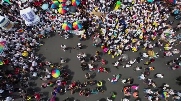 Letecký Pohled Lgbt Gay Pride Parade Festivalové Oslavy Shora Dolů — Stock video