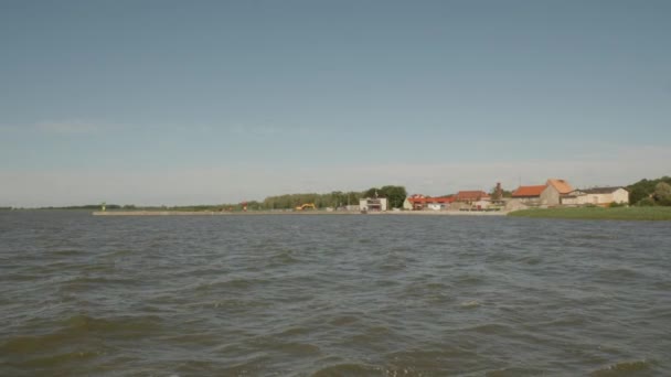 Distant View Coastal Town Frombork Vistula Lagoon Braniewo County Poland — Stock Video
