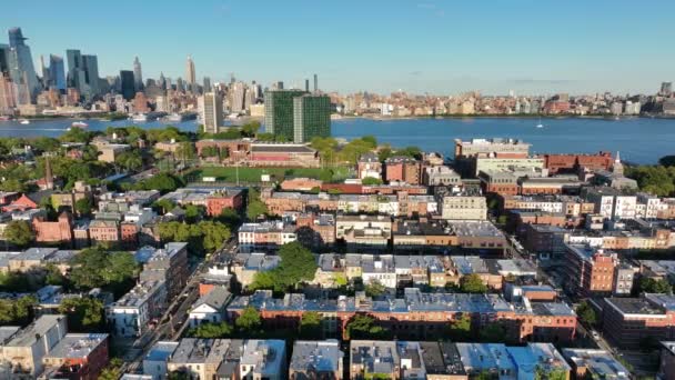 Hoboken New Jersey New York City Skyline Manhattan Hudson River — Video