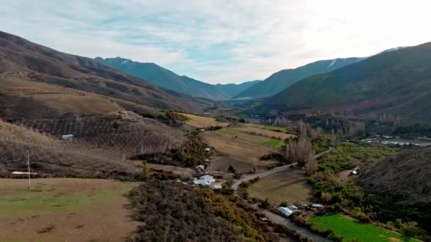 Aerial Kilátás Andok Hegység Mezőgazdasági Területek Vidéki Táj Észak Chile — Stock videók