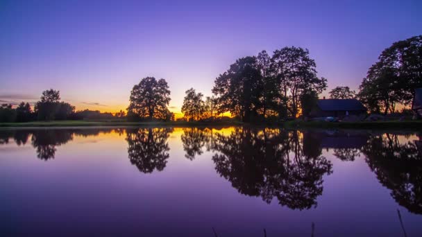 Statyczne Ujęcie Zachodzącego Słońca Timelapse Nad Czystym Błękitnym Niebem Nad — Wideo stockowe