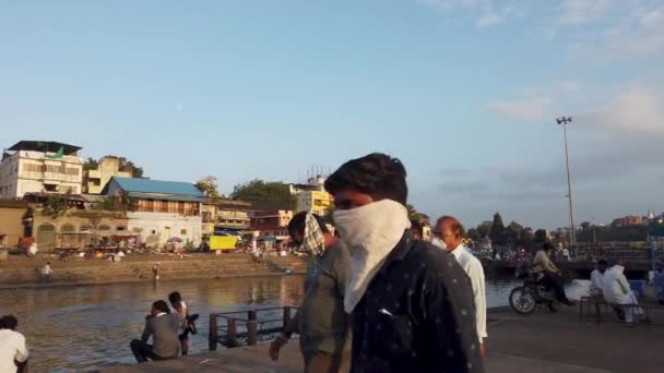 Hindistan Nashik Ramkund Mahallesi Nde Gündüz Vakti Godavari Nehri Nde — Stok video