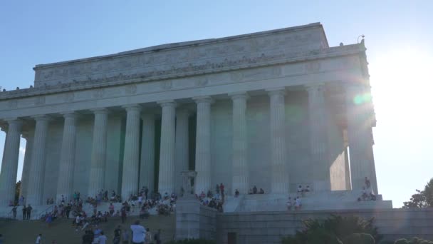 Turyści Lincoln Memorial Jasnym Słońcu Waszyngton — Wideo stockowe