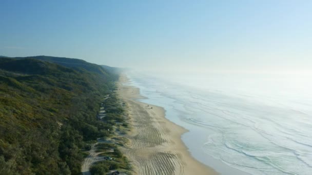 Jazda Plaży Piaszczysta Double Point Island Camping Area Australia Drone — Wideo stockowe