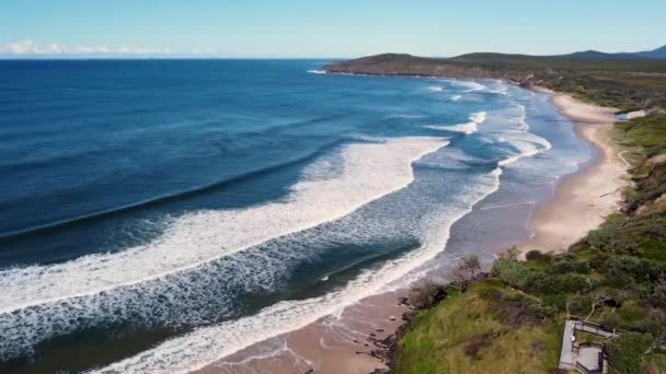 Drone Antenne Nog Steeds Landschap Uitzicht Strand Stille Oceaan Natuur — Stockvideo