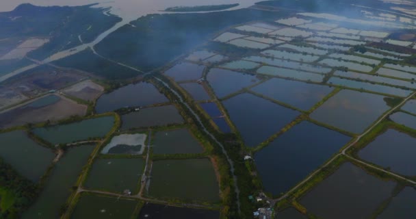 Foto Dron Cinematográfico Una Zona Húmeda Con Una Gran Ciudad — Vídeos de Stock