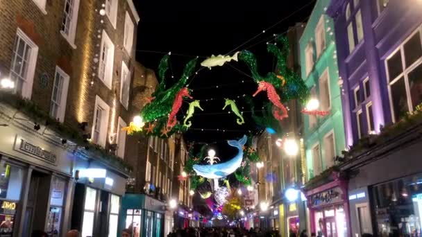 Outdoors View Carnaby Christmas Installation Collaboration Shaftesbury Ocean Conversation Charity — Stock Video