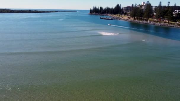 Drone Antenn Skott Hasting Flod Landskap Vackra Port Macquarie Inlopp — Stockvideo