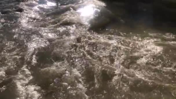Buiten Uitzicht Natuurlijk Snel Whitewater Rivier Die Stroomt Een Zonnige — Stockvideo