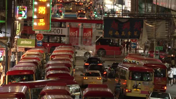 Occupate Strade Asiatiche Notte Con Auto Autobus Nel Traffico — Video Stock