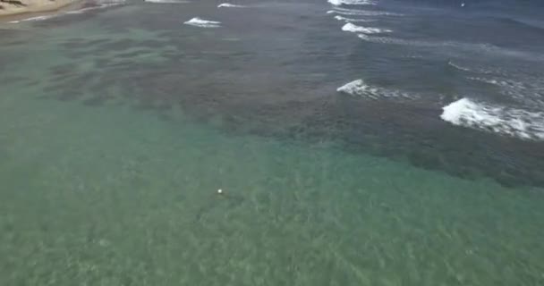Vista Aerea Bassa Sopra Onde Rivelando Spiaggia Jobos Puerto Rico — Video Stock