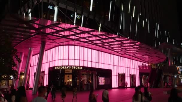 Victoria Secret Escaparate Con Iluminación Rosa Singapur — Vídeos de Stock