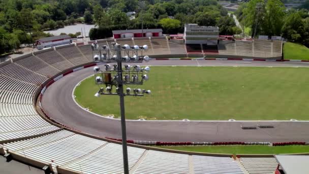 Aerial Orbit Lights Bowman Gray Stadium Winston Salem North Carolina — стокове відео