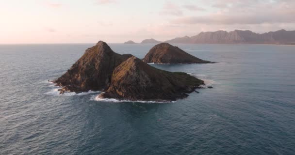 モークス オアフ島 ハワイ 空中のカイルア沖の2つの島 — ストック動画