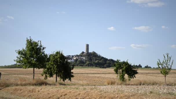 Kasteel Ruïnes Van Vetzberg Duitsland Torent Uit Boven Een Uitgestrekt — Stockvideo