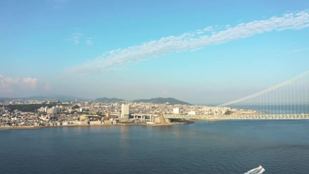 Küstenlinie Von Akashi Hyogo Japan Luftaufnahme Der Stadt Und Hängebrücke — Stockvideo