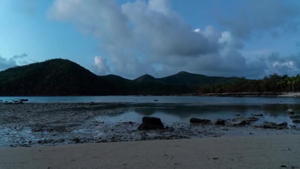 Rising Tide Tropical Island Day Night Clouds Sky Timelapse — Stock Video