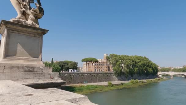 Widok Mostu Dla Pieszych Ponte Sant Angelo Tybru Rzymie Włochy — Wideo stockowe