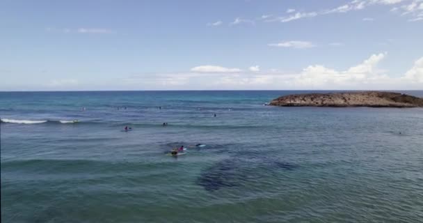Veduta Aerea Intorno Surfisti Sulla Costa Isabela Porto Rico Stati — Video Stock