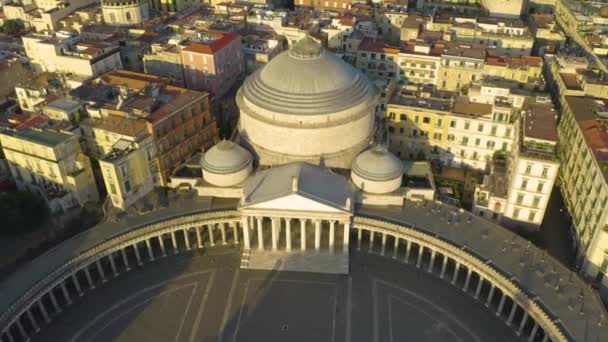 Aerial Pullback Reveals Piazza Del Plebiscito Centrum Neapolu Włochy — Wideo stockowe