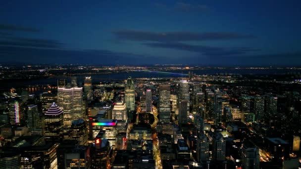 Mont Royal Tarafından Montreal Quebec Şehir Merkezindeki Gökdelenlerin Binaların Hava — Stok video