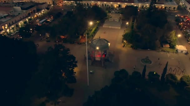 Night View Municipal Ciudad Guzman Garden Illuminated Gazebo Jalisco Mexico — Stock Video