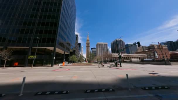 Denver Colorado Downtown Con Daniels Fisher Tower Durante Sunny Spring — Video Stock