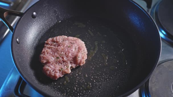 Fleischbällchen Mit Magerem Putenfleisch Zubereiten Nahaufnahme Schieberegler — Stockvideo