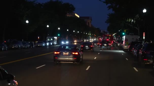 Fahrerflucht Washington Pennsylvania Avenue Smithsonian Gebäuden Der Hauptstadt Nachtbeleuchtung — Stockvideo