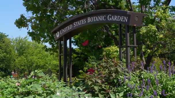 United State Botanic Garden Sign Smithsonian Washington — стокове відео
