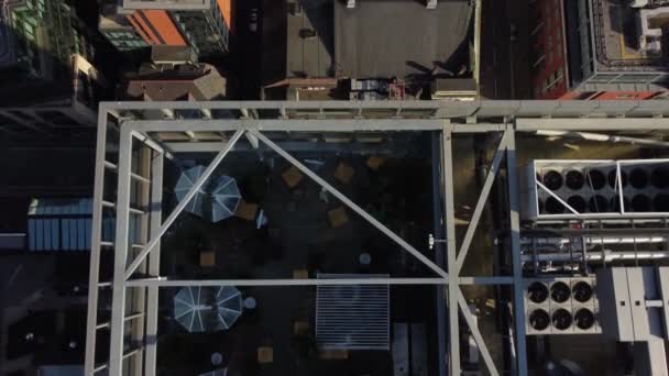 Letecký Let Dronem Nad Spinningfields Příběhy Střešní Restaurace Mancester City — Stock video