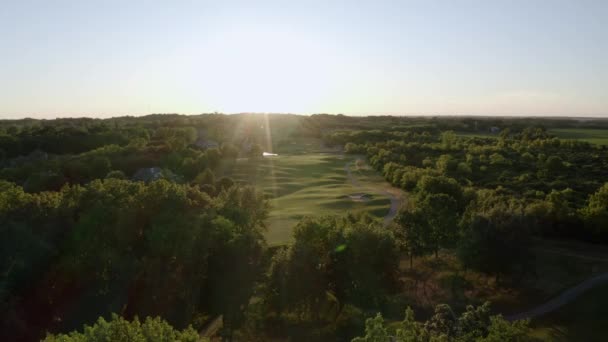 Scatto Cinematografico Campo Golf Durante Ora Oro — Video Stock