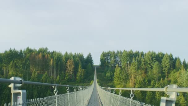 Geierlay Hängebrücke Morgen Sommertag Ausgebrannt — Stockvideo