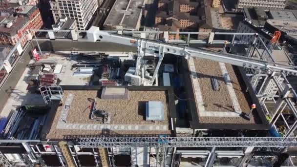 Aerial Drone Flight Newly Constructed Tower Building Oxford Road Manchester — Stock Video
