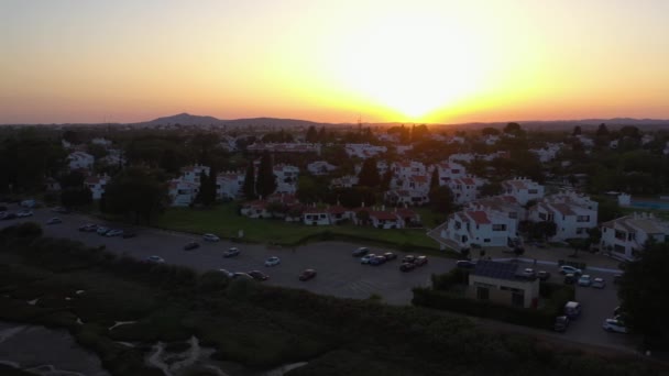 Вид Повітря Село Педрас Дель Рей Захід Сонця Тавейрі Португалія — стокове відео
