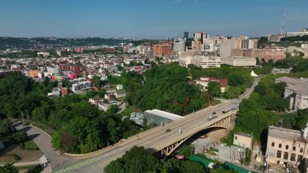 Schenley Bridge Pittsburgh University Pittsburgh Carnegie Mellon University Theme — Stock Video