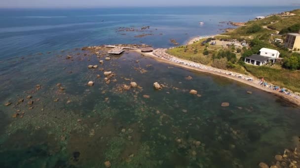 Paradicsom Titkos Strandok Homokkal Sziklákkal Adriai Tenger Partján Durres Közelében — Stock videók