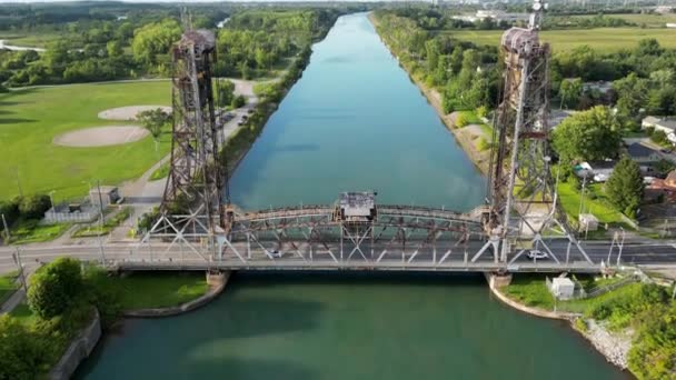 Kanada Daki Welland Kanalı Köprüsü Ontario Dan Nakliye Rotası — Stok video